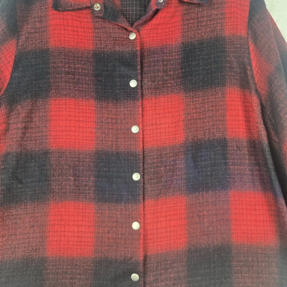 Lemon Grass Women's Red‎ Black Plaid Shacket Size 22W Snaps Wool - Picture 3 of 11